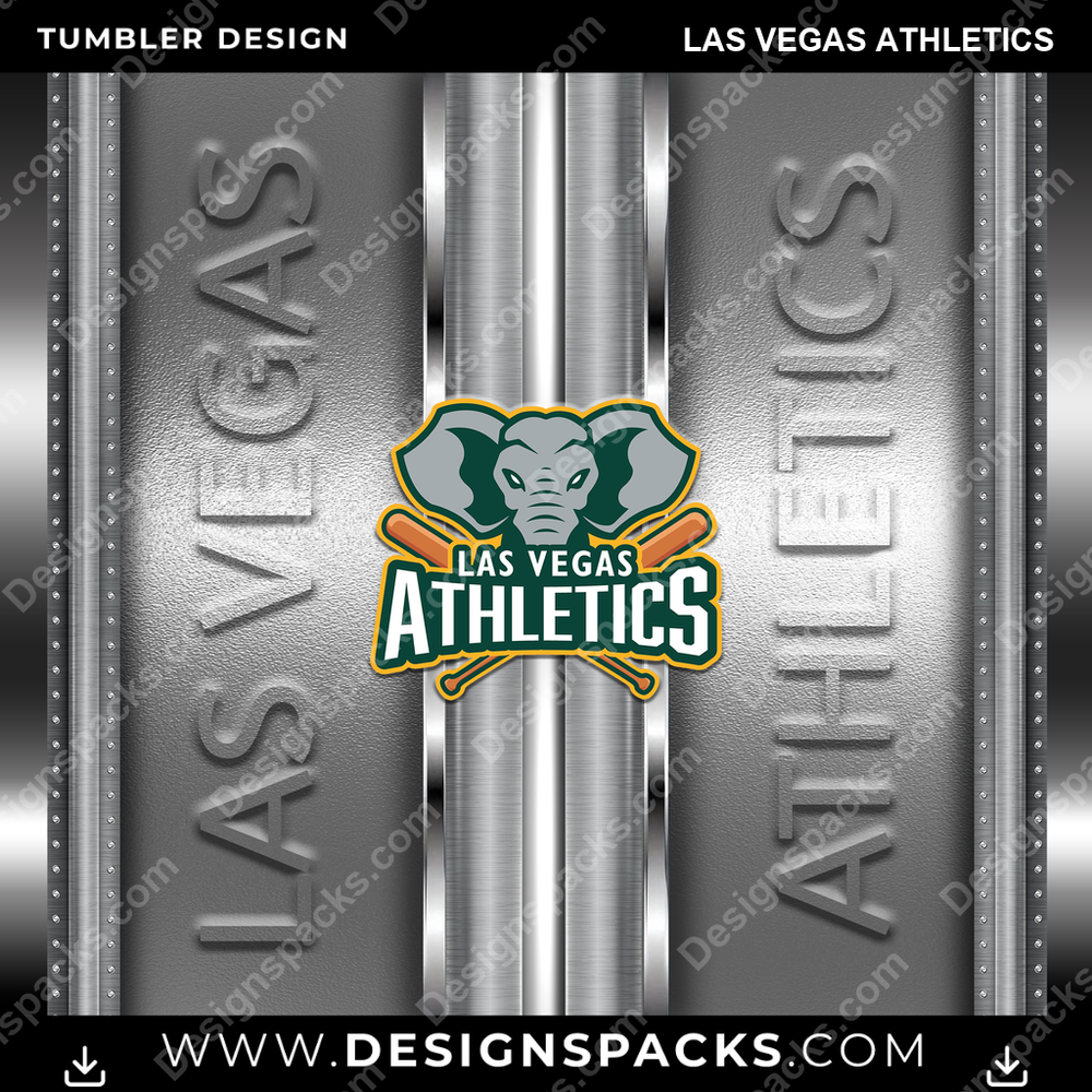 Baseball Metallic Las Vegas Athletics Tumbler Digital Wrap Design