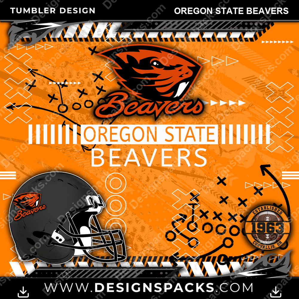 College Sport Xs & Os Oregon State Beavers NCAA College Sport Tumbler Digital Wrap Design Download