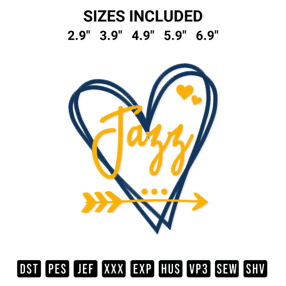 Looking for the perfect pattern? Download the Utah Jazz Heart Embroidery Design embroidery design today at Designspacks.com. Crisp, clean stitching guaranteed. Available sizes: 2.9", 3.9", 4.9", 5.9", 6.9".