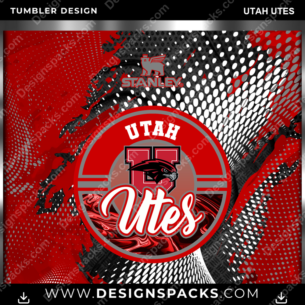College Sport Stanley Utah Utes Tumbler Digital Wrap Design