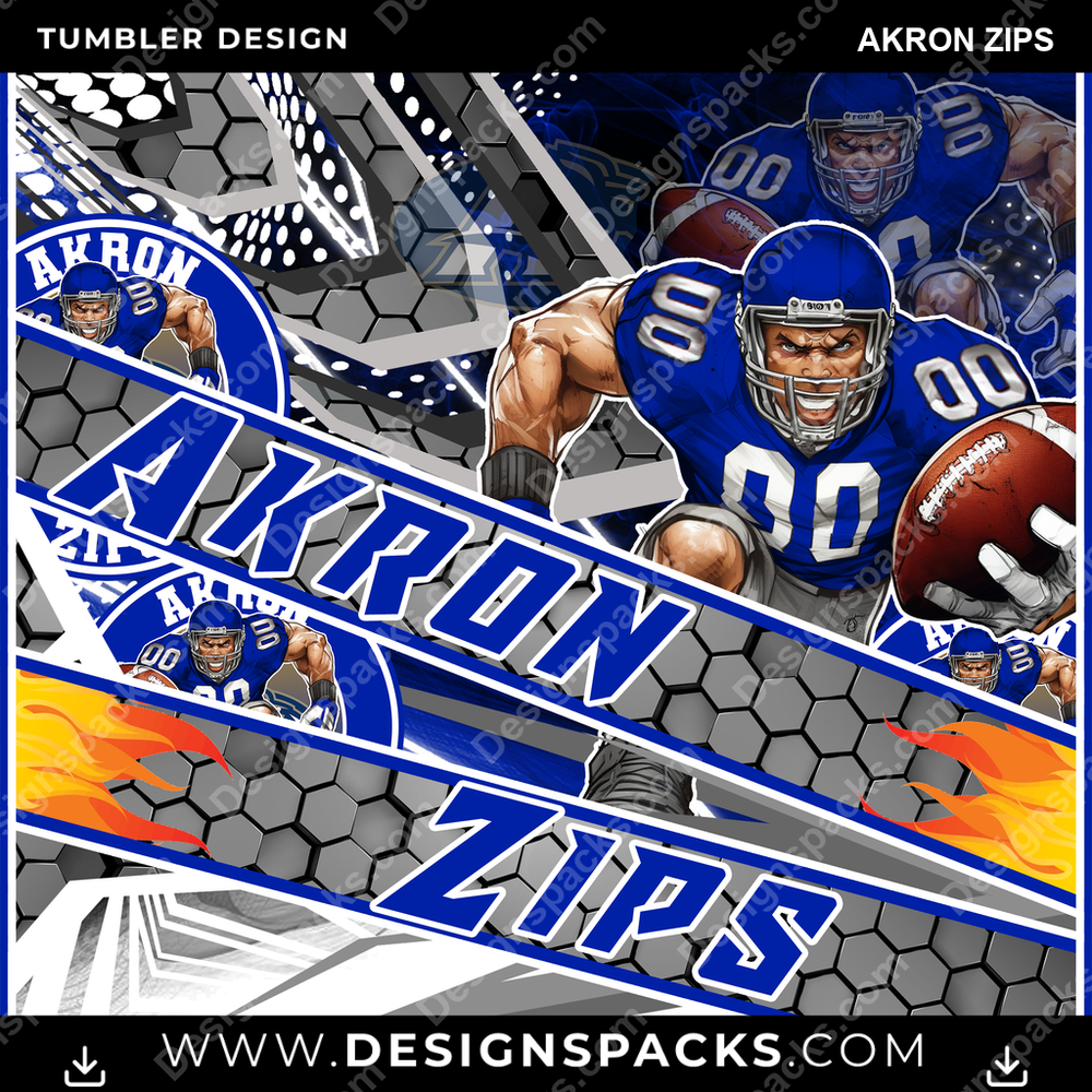 College Sport Fathead Akron Zips Tumbler Digital Wrap Design