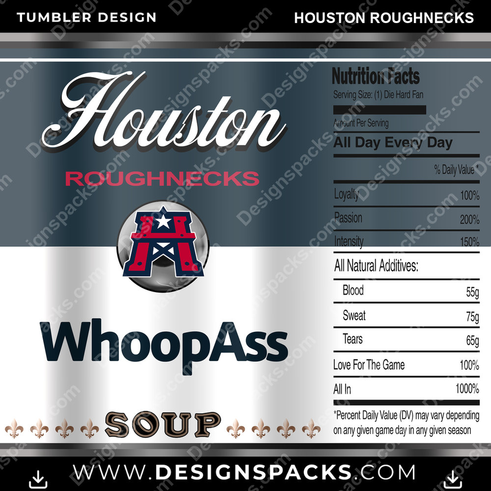 Canada Football Soup Can Houston Roughnecks CFL Canada Tumbler Digital Wrap Design Download