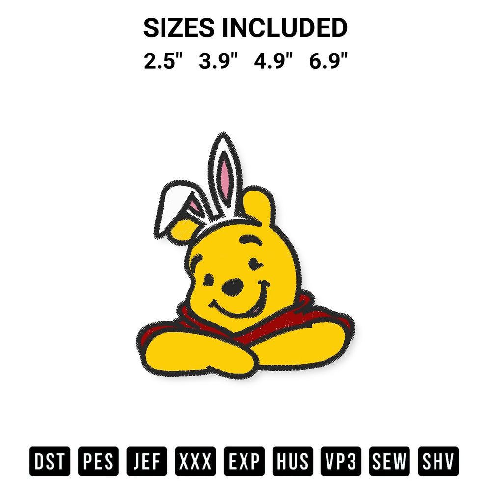 Looking for the perfect pattern? Download the Winnie Pooh Bunny Embroidery Design embroidery design today at Designspacks.com. Crisp, clean stitching guaranteed. Available sizes: 2.5", 3.9", 4.9", 6.9".