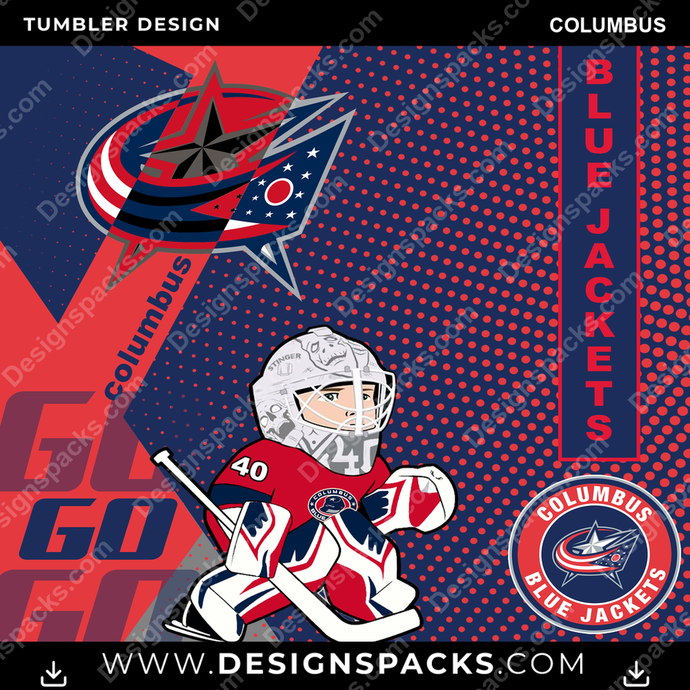 Ice Hockey GO Columbus Tumbler Digital Wrap Design