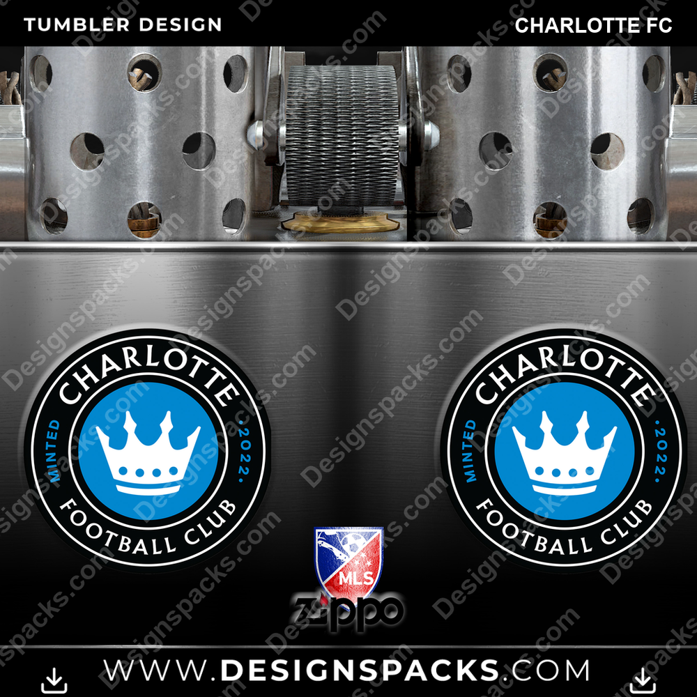 US Soccer Zippo Lighter Charlotte FC Tumbler Digital Wrap Design
