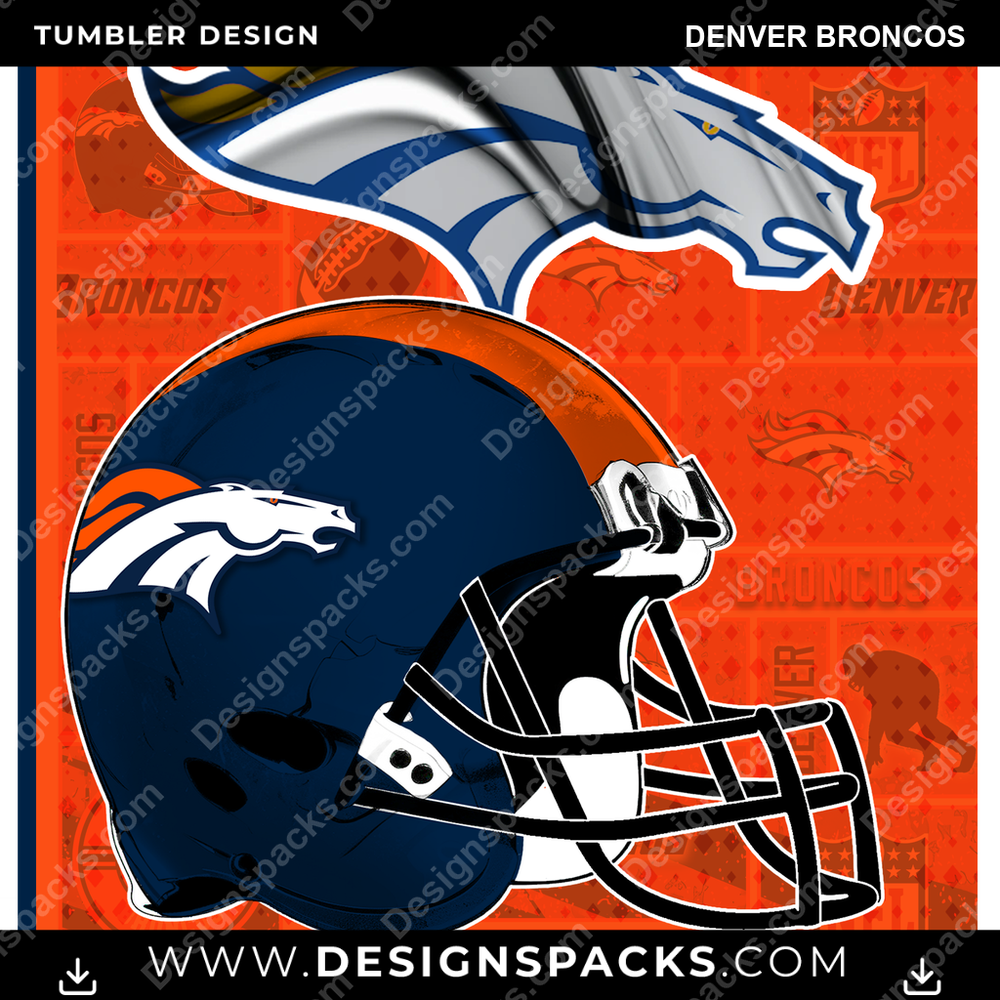 Football Posters Denver Broncos Tumbler Digital Wrap Design