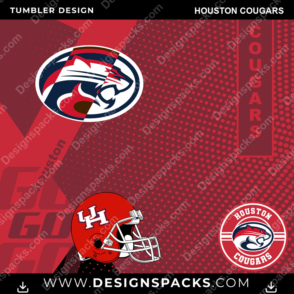 College Sport GO Houston Cougars Tumbler Digital Wrap Design