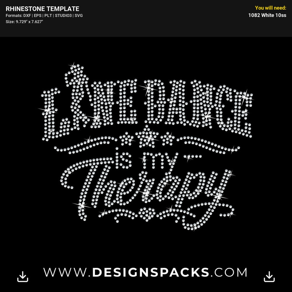 Line Dance Is My Therapy Rhinestone Digital Template