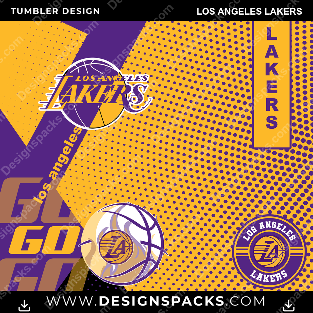 Basketball GO Los Angeles Lakers NBA Basketball Tumbler Digital Wrap Design Download