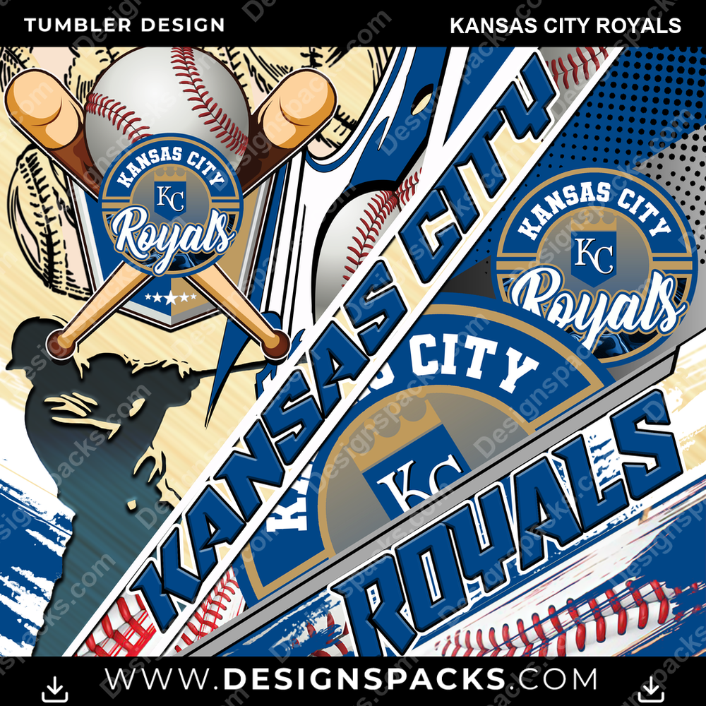 Baseball Silhouette Kansas City Royals Tumbler Digital Wrap Design