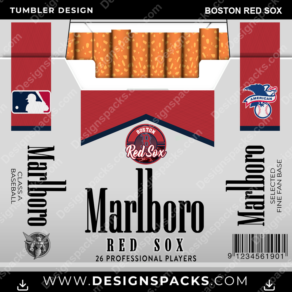 Baseball Marlboro Boston Red Sox Tumbler Digital Wrap Design