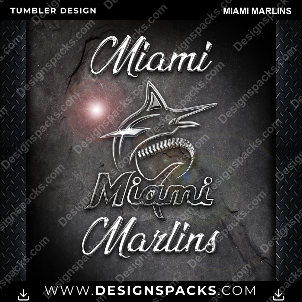 Baseball Chrome Miami Marlins Tumbler Digital-Wrap-Design