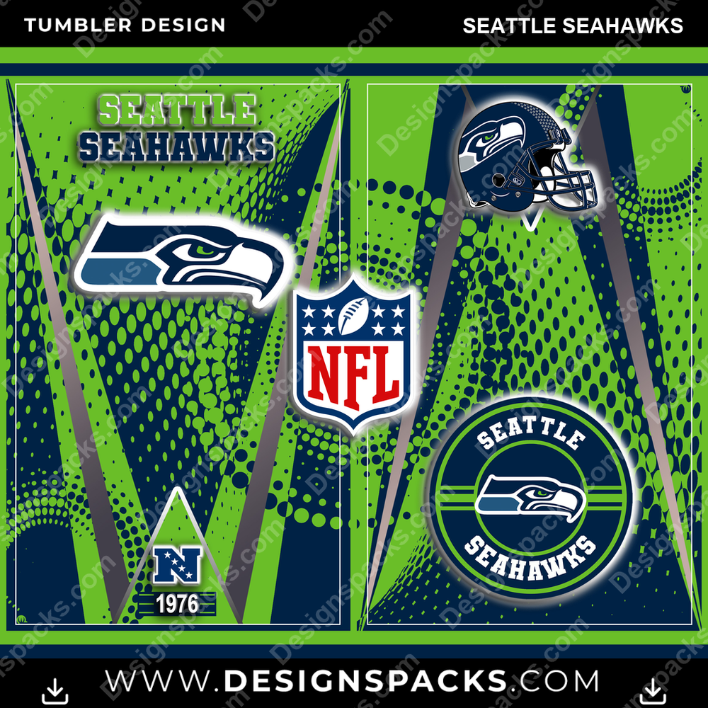 Football Team Logo Seattle Seahawks NFL Football Tumbler Digital Wrap Design Download