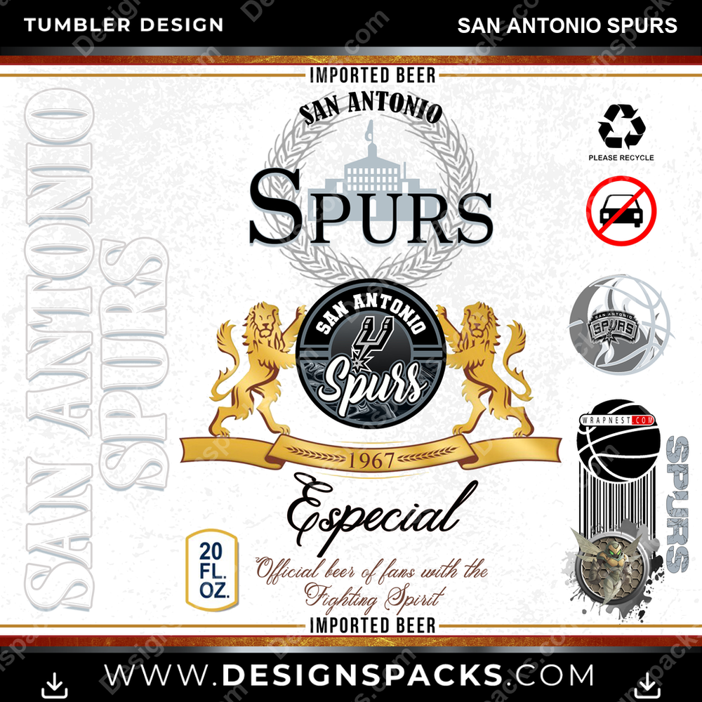 Basketball Modelo San Antonio Spurs Tumbler Digital Wrap Design
