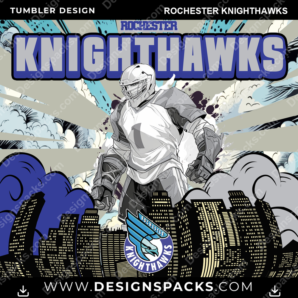 Lacrosse Comic Cover Rochester Knighthawks Tumbler Digital Wrap Design