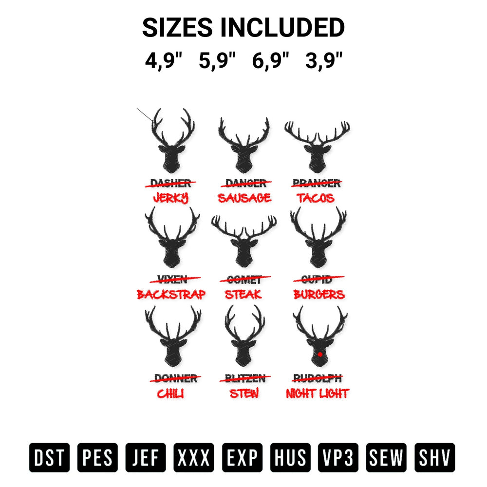Stitch like a pro with the Funny Ugly Christmas Top Deer Hunter Santas Reindeer Christmas Logo Embroidery Design embroidery pattern from Designspacks.com. High-quality digital machine embroidery file. Available sizes: 4,9", 5,9", 6,9", 3,9".