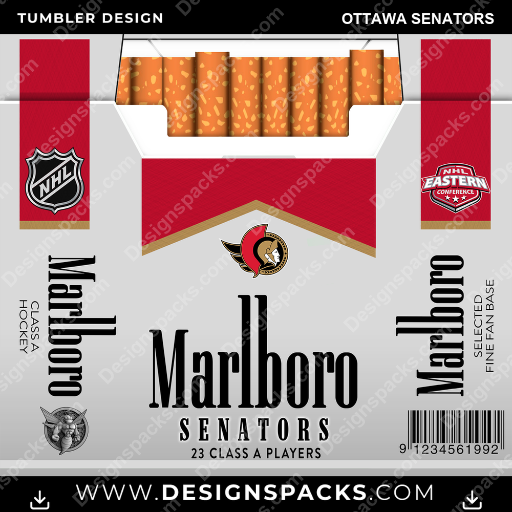 Ice Hockey Marlboro Ottawa Senators NHL Hockey Tumbler Digital Wrap Design Download