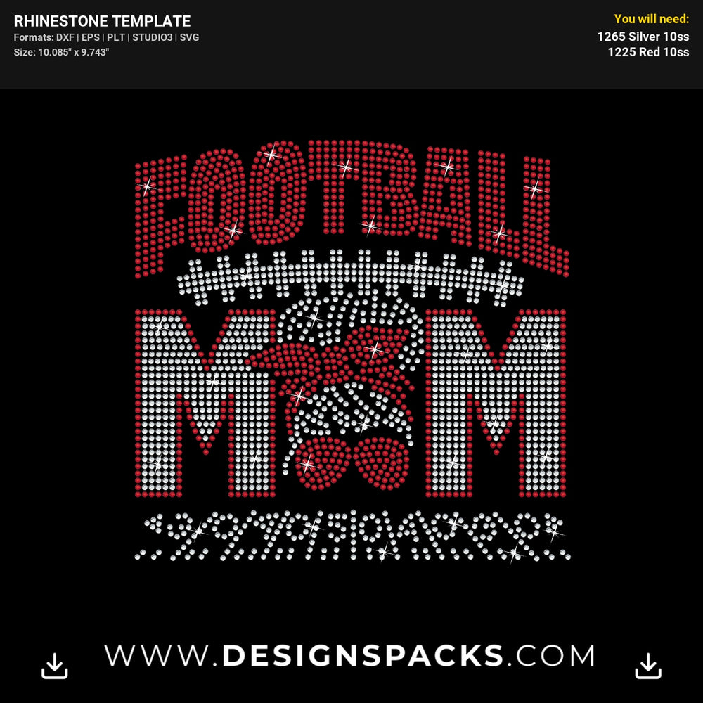 Football Mom Face Graphics Rhinestone Digital Template