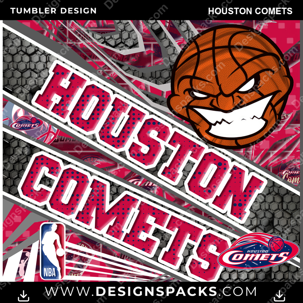Basketball Angry Sports Houston Comets Tumbler Digital Wrap Design