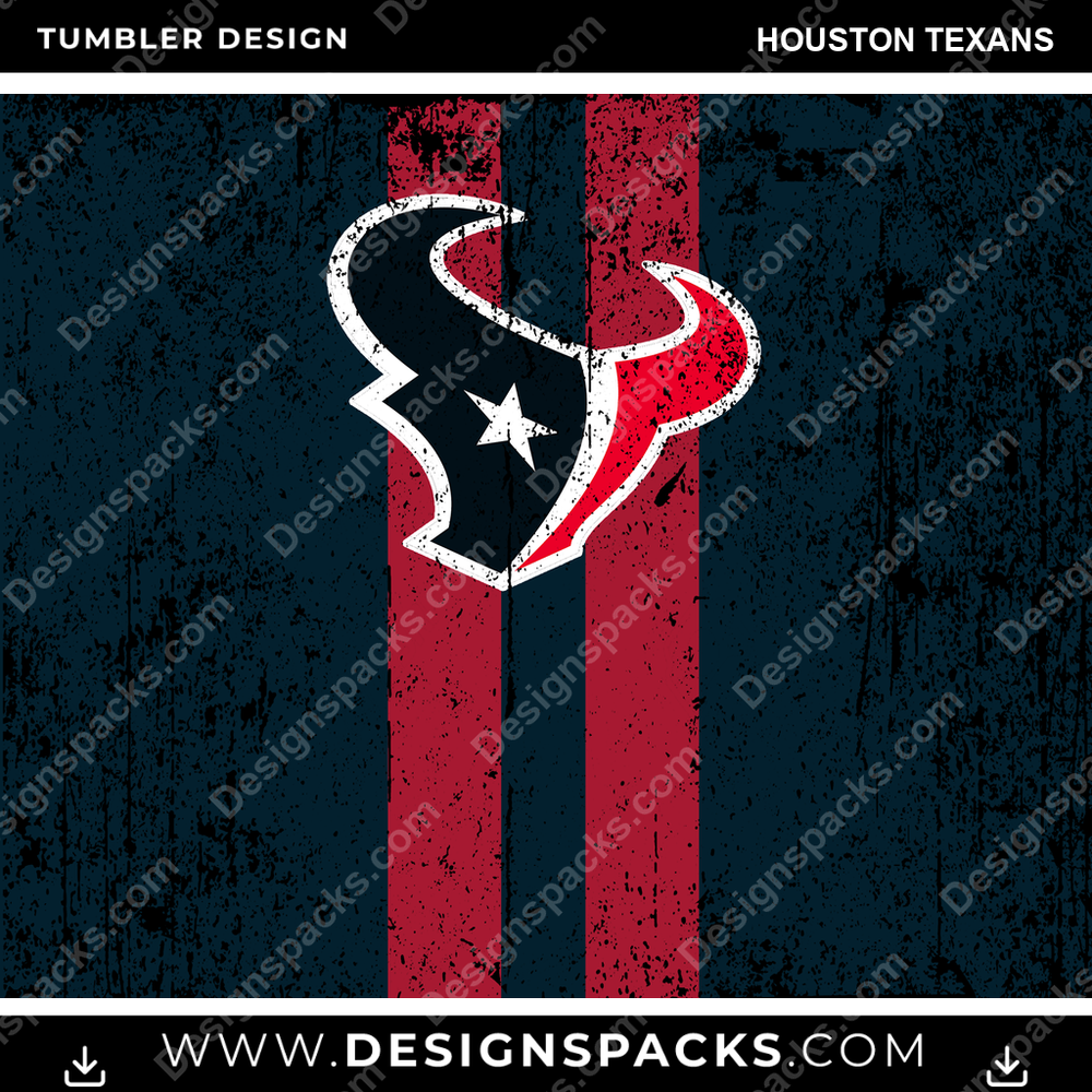 Football Grunge Style Houston Texans NFL Football Tumbler Digital Wrap Design Download