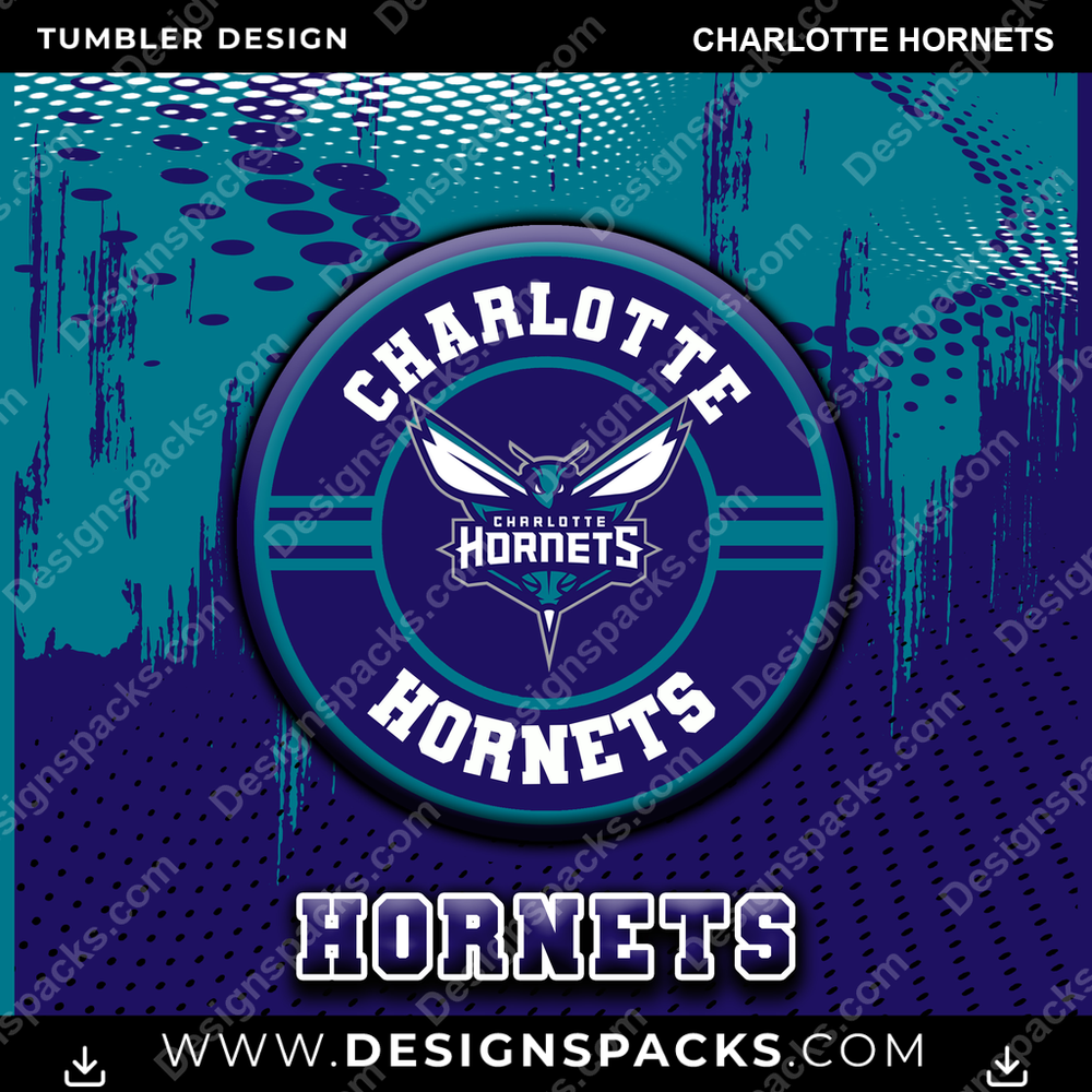 Basketball Dot Logo Charlotte Hornets Tumbler Digital Wrap Design