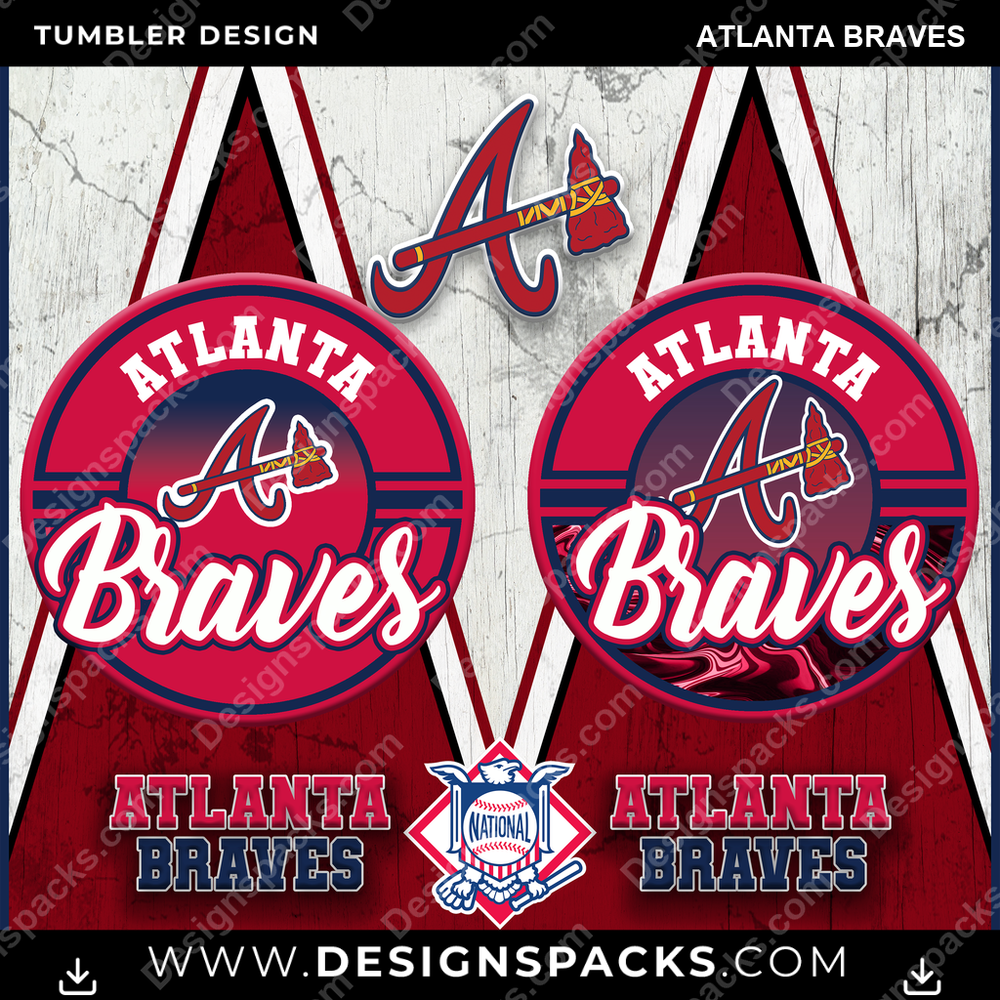 Baseball Sports Atlanta Braves MLB Baseball Tumbler Digital Wrap Design Download