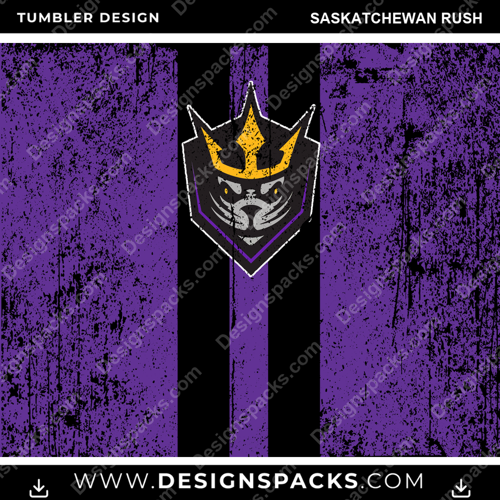 Lacrosse Grunge Style Saskatchewan Rush Tumbler Digital Wrap Design