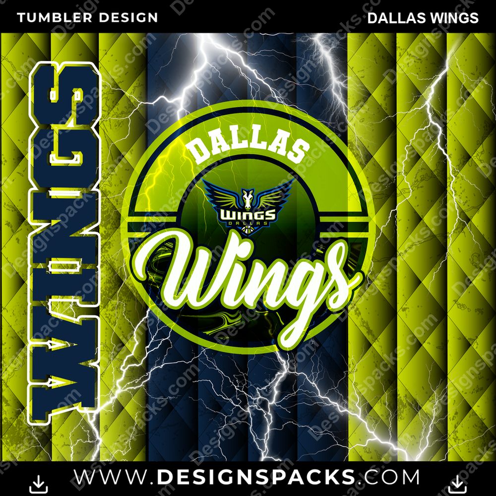 Basketball Diamond Dallas Wings Tumbler Digital Wrap Design