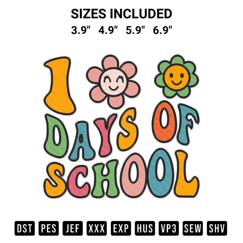 Create amazing crafts with the Groovy 100Th Days Of School Embroidery Design embroidery file. High-quality digital download from Designspacks.com, perfect for beginners and pros. Available sizes: 3.9", 4.9", 5.9", 6.9".
