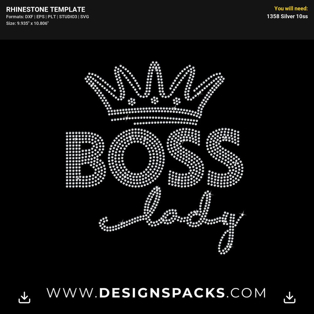 Boss Lady Crown Rhinestone Digital Template