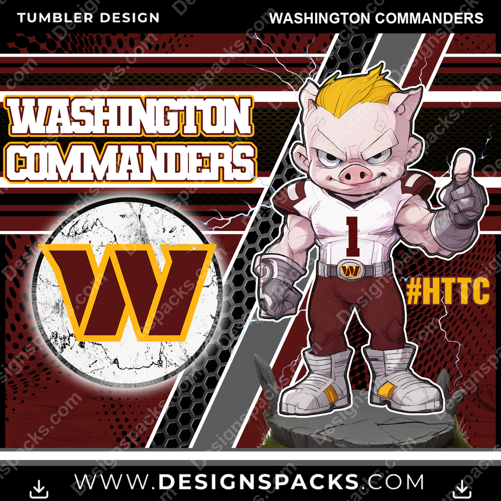 Football Sports Washington Commanders NFL Football Tumbler Digital Wrap Design Download