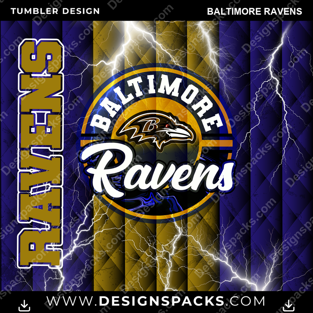 Football Diamond Baltimore Ravens Tumbler Digital Wrap Design