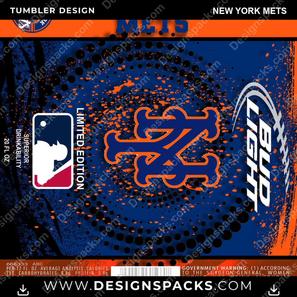 Baseball-Kumpel New York Mets Trinkbecher Digitales Wickeldesign
