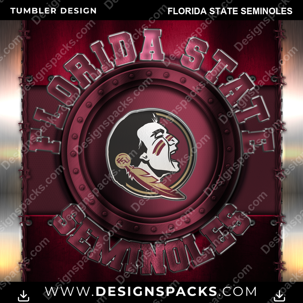 College Sport Metal Florida State Seminoles NCAA College Sport Tumbler Digital Wrap Design Download