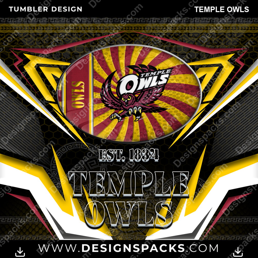 College Sport Tribal Temple Owls NCAA College Sport Tumbler Digital Wrap Design Download