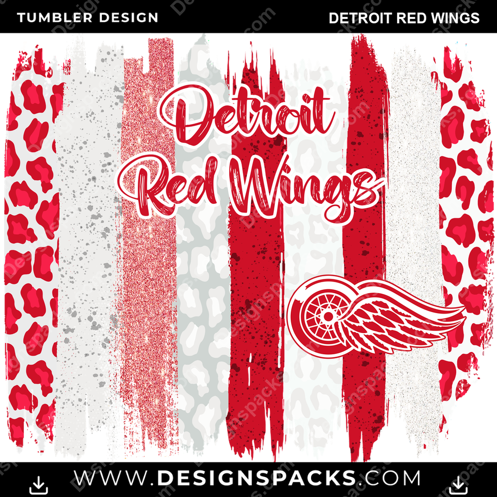 Hockey Brush Strokes Detroit Red Wings NHL Hockey Tumbler Digital Wrap Design Download