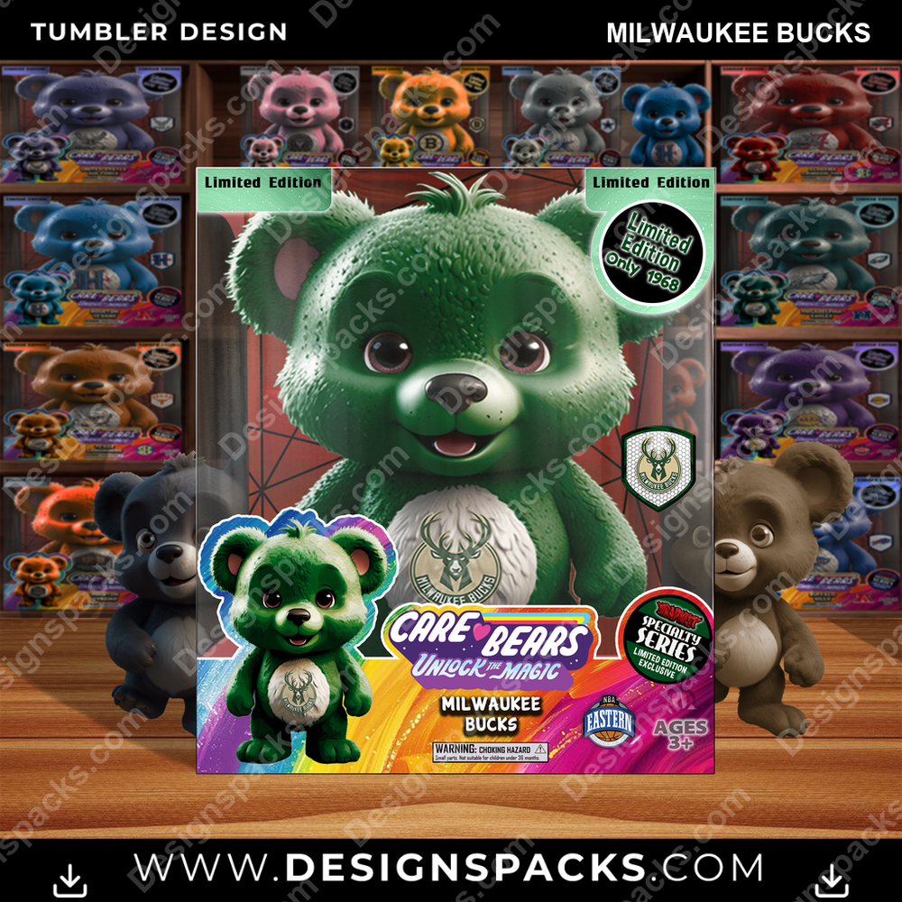 Basketball Care Bear Box Milwaukee Bucks Tumbler Digital Wrap Design