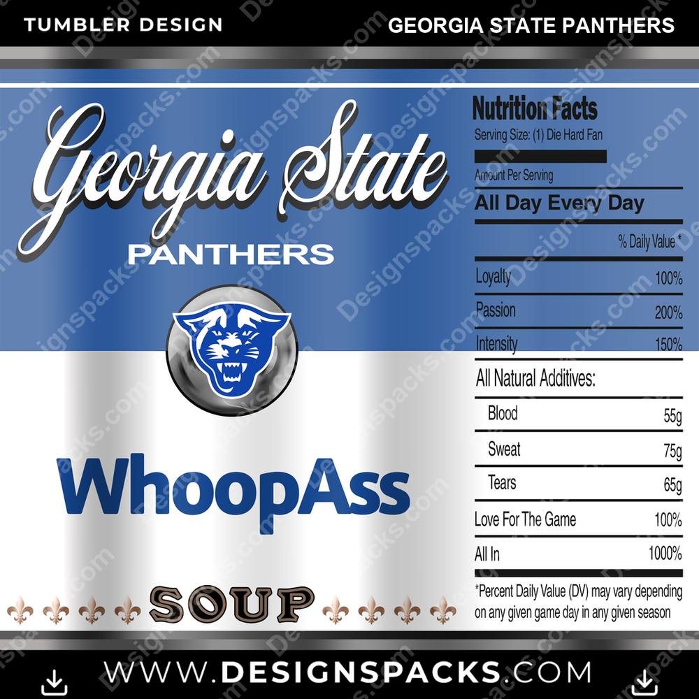 College Sport Soup Can Georgia State Panthers NCAA College Sport Tumbler Digital Wrap Design Download