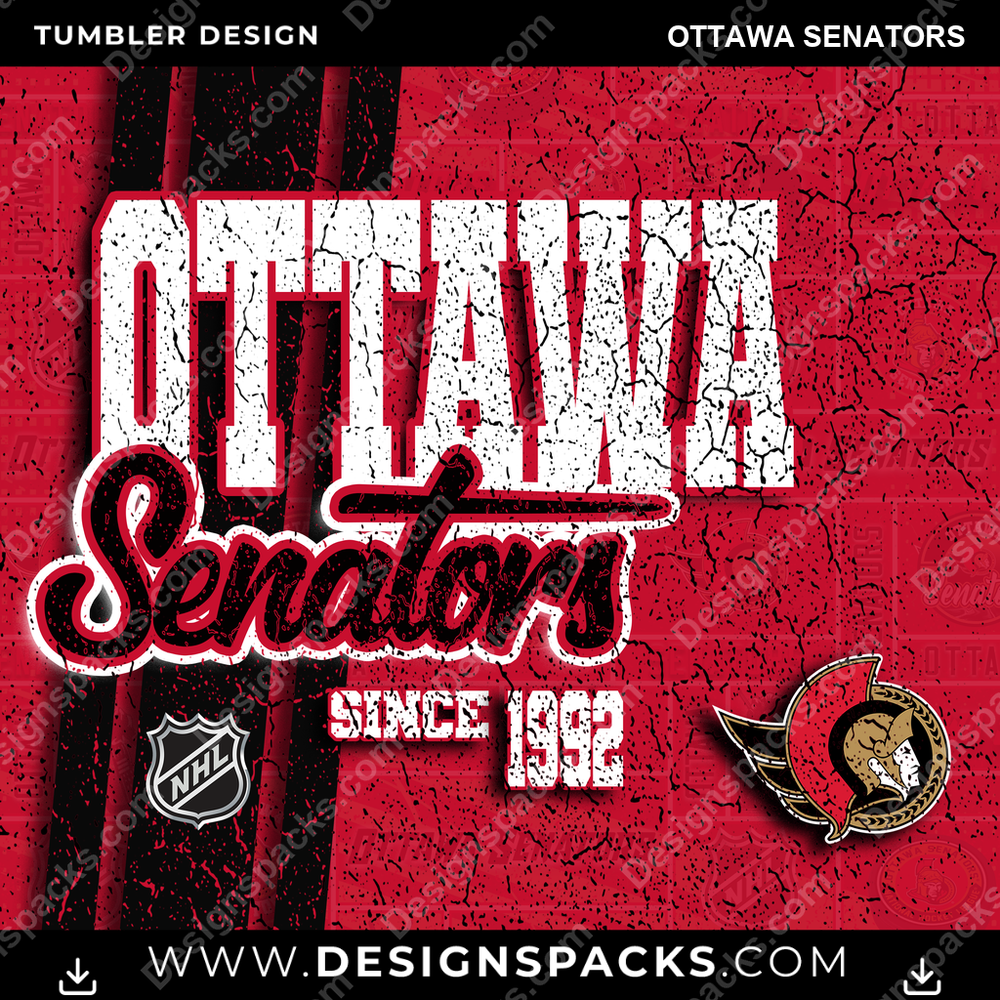 Hockey Grunge Ottawa Senators Tumbler Digital Wrap Design