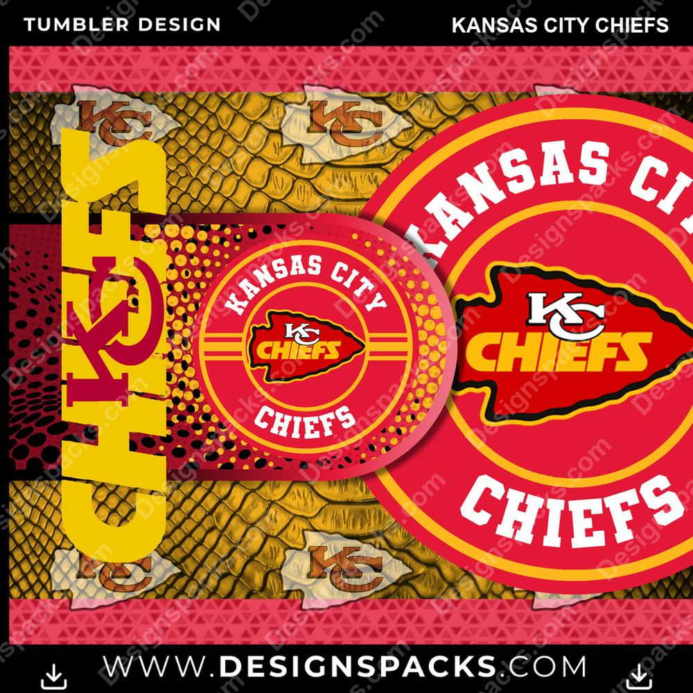 Football Hyper Kansas City Chiefs NFL Football Tumbler Digital Wrap Design Download