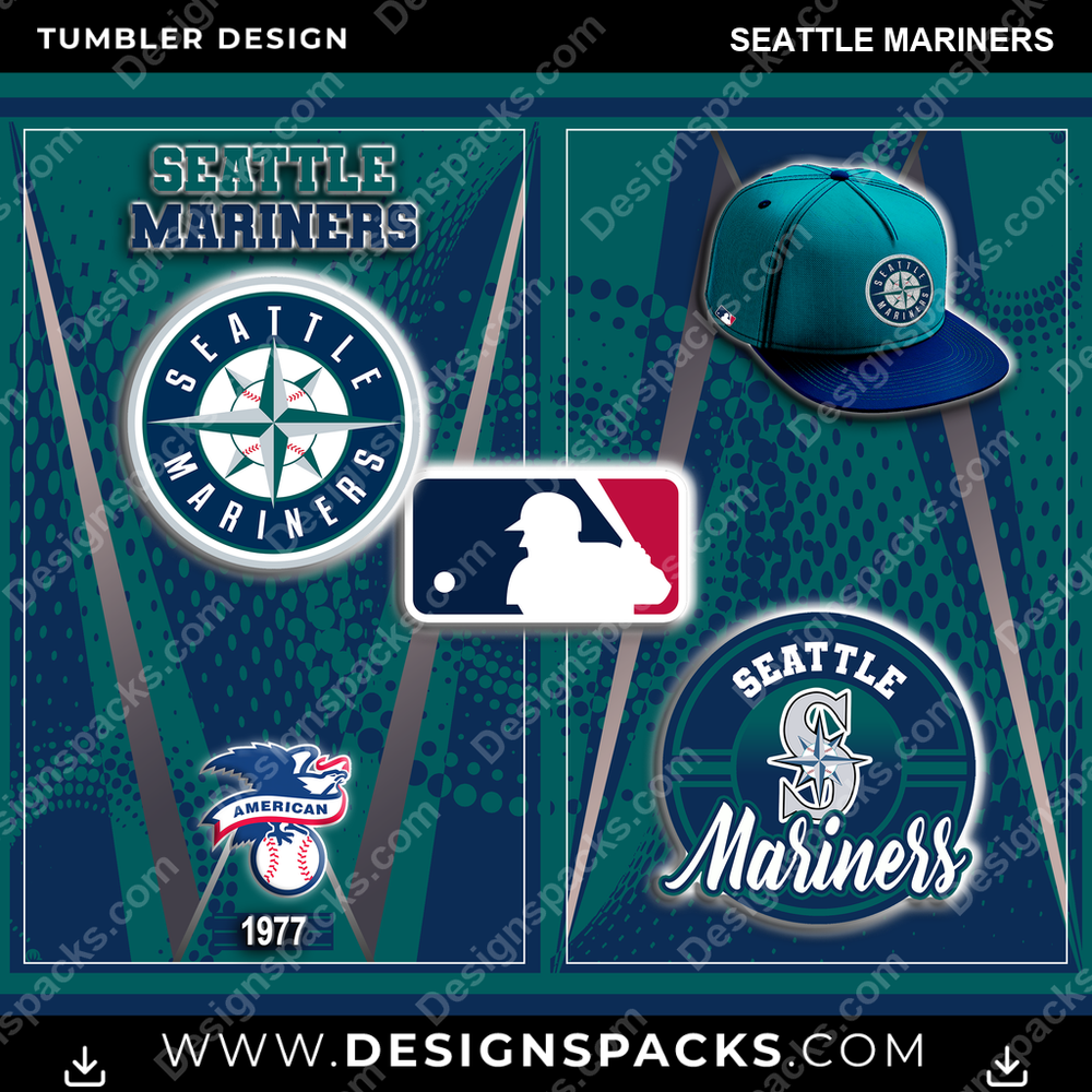 Baseball Team Logo Seattle Mariners Tumbler Digital Wrap Design