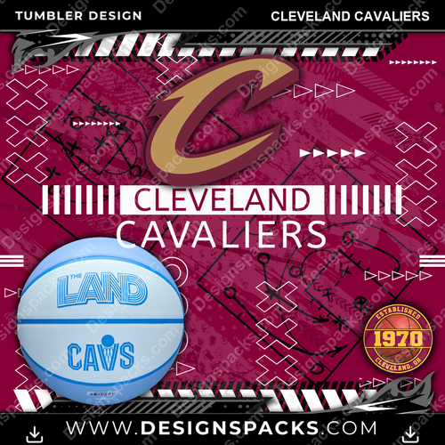 Basketball Xs & Os Cleveland Cavaliers NBA Basketball Tumbler Digital Wrap Design Download