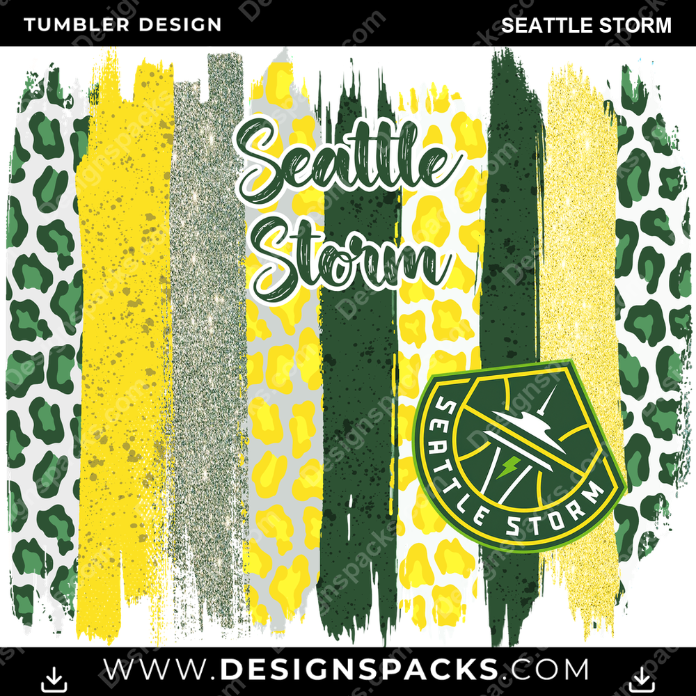 Basketball Brush Strokes Seattle Storm Tumbler Digital Wrap Design