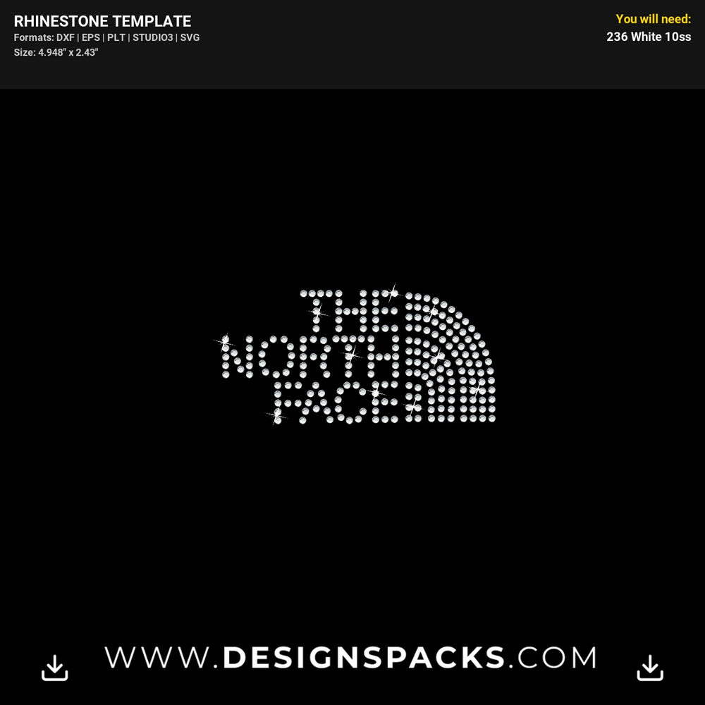 The North Face Small Logo Rhinestone Digital Template