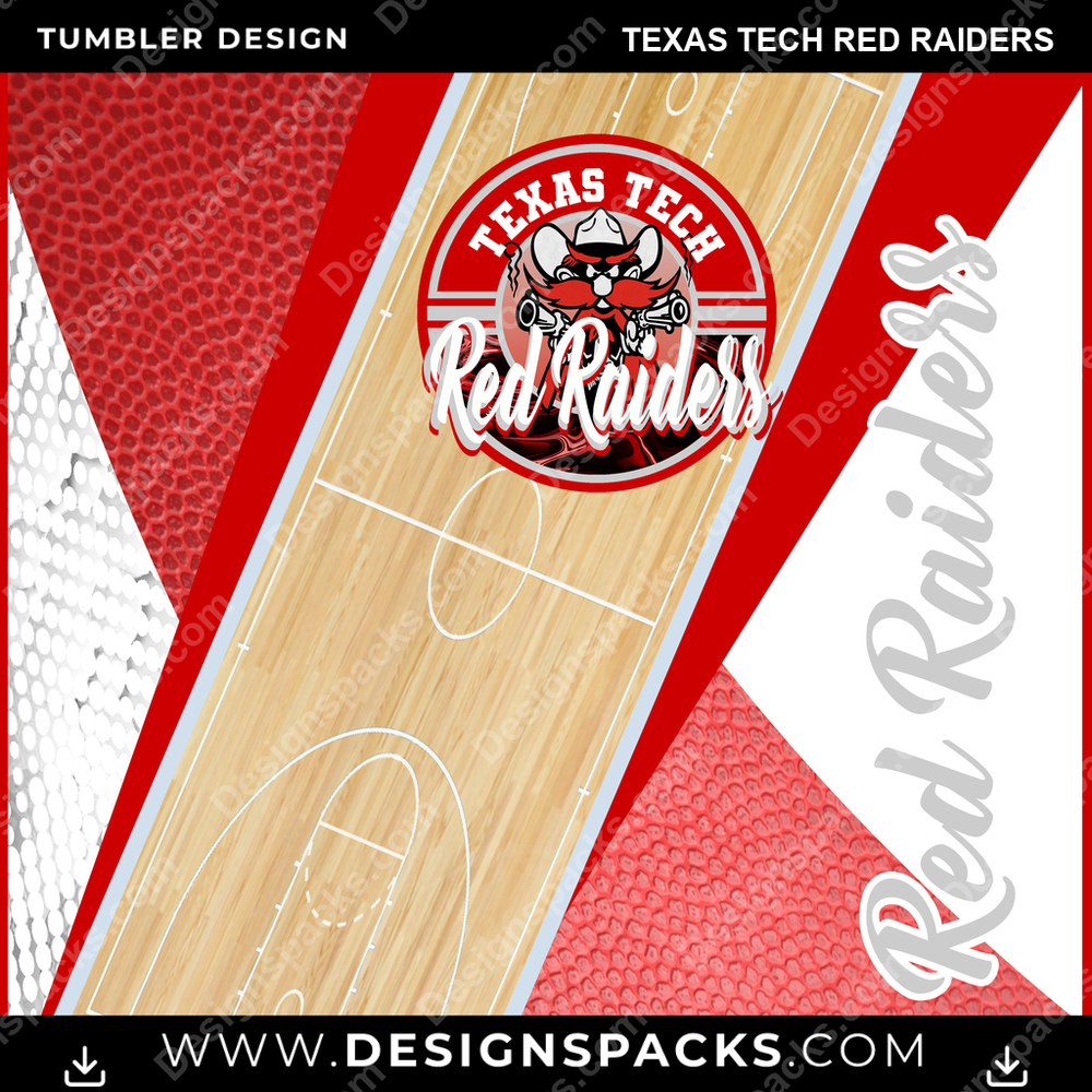 College Sport BB Court Texas Tech Red Raiders NCAA College Sport Tumbler Digital Wrap Design Download