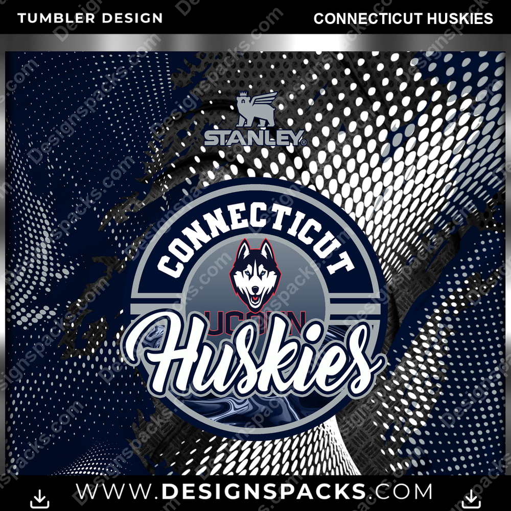 College Sport Stanley Connecticut Huskies Tumbler Digital Wrap Design