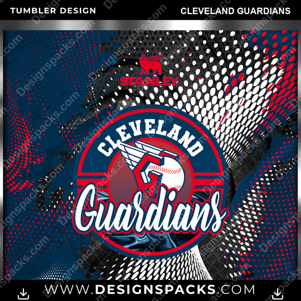 Baseball Stanley Cleveland Guardians Tumbler Digital Wrap Design