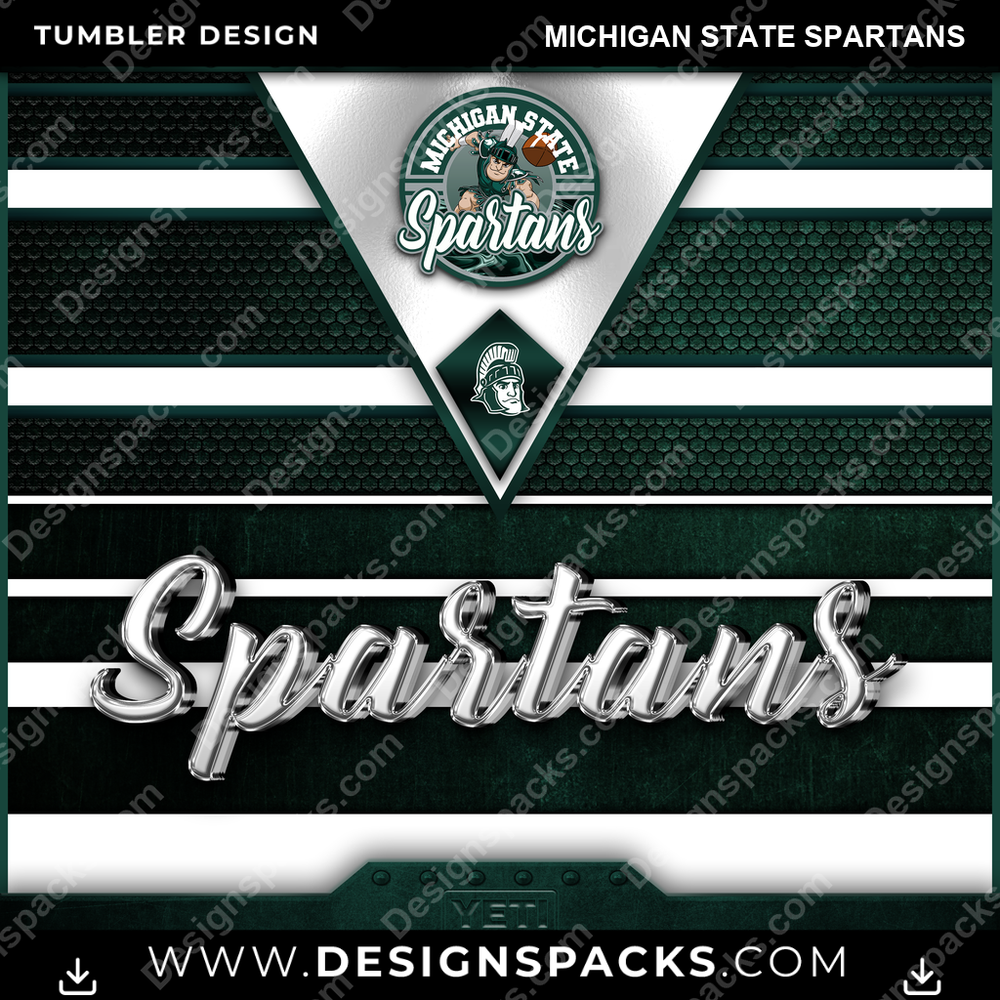 College Sport YETI Michigan State Spartans NCAA College Sport Tumbler Digital Wrap Design Download