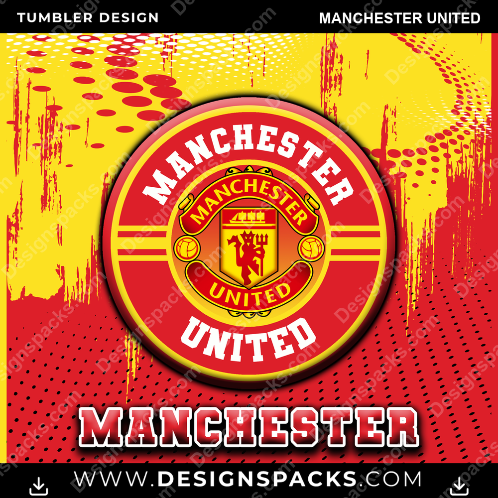 Soccer UK Dot Logo Manchester United MLS Soccer Tumbler Digital Wrap Design Download