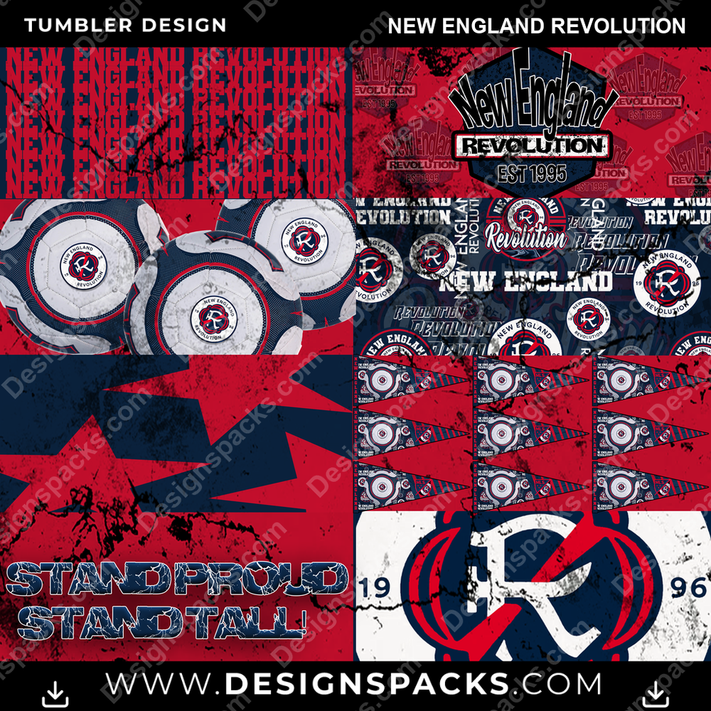 Soccer Distressed BG New England Revolution Tumbler Digital Wrap Design